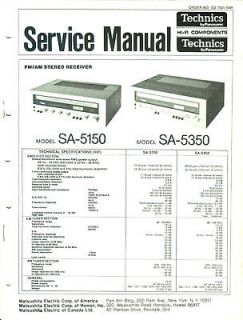 Technics SA 5150 SA 5350 Stereo Receiver FACTORY SERVICE MANUAL