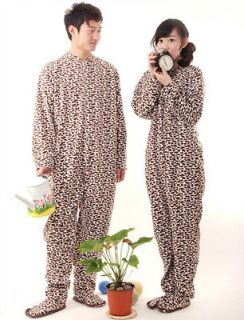 Leopard Quality Adult Fleece Footed Sleepsuit Pyjamas Leopard