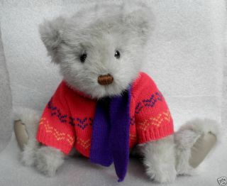 gund vtg bialosky 1987 teddy bear knitted sweater scarf from