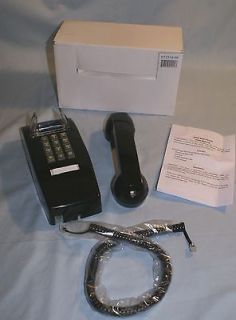   Single Line Phone Tone Dial Wallmount w/Volume Handset Black NEW