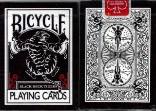 bicycle black tiger with red pips playing cards time left