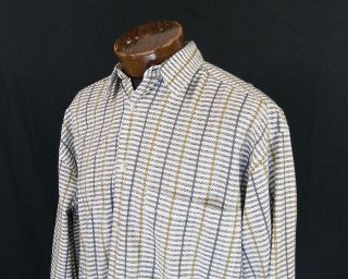 Jhane Barnes White, Black and Gray Striped Casual Shirt Size L 