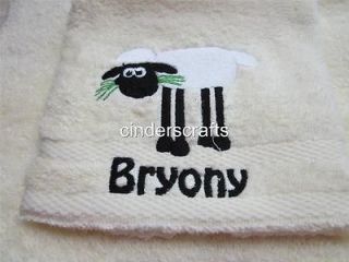 personalised towels embroidered with shaun the sheep more options type