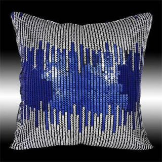   SILVER BLUE SEQUINS DECORATIVE CUSHION COVERS THROW PILLOW CASES 16