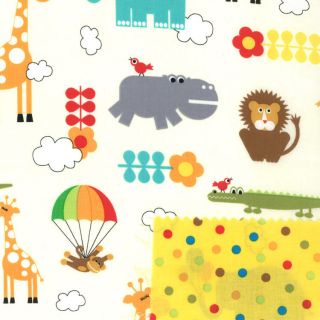   Double Sided Fabric ~ BUNGLE JUNGLE ~ Tim & Beck (39501 11Q) 1/2 yd