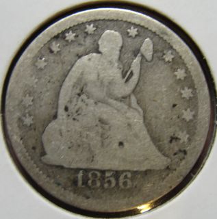 1856 seated liberty silver quarter  17 00