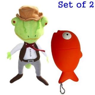 Rango The Movie Mr.Rango Plush Doll + Mr. Timms Fish Purse keychain