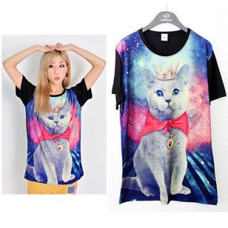 womens funny loose fitting galaxy russian blue cat prints mini dress t 