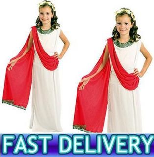   GIRLS GREEK RED ROMAN GODDESS TOGA EGYPTIAN FANCY DRESS COSTUME 590