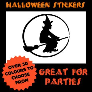 Large Witch on Broom Halloween Window Sticker or Wall Graphic 