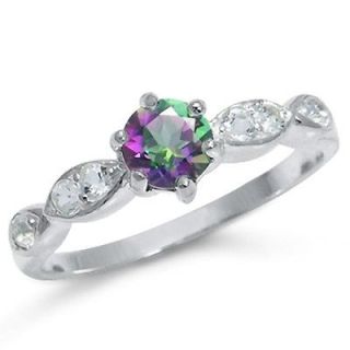   Rainbow Fire Topaz or Amethyst 925 Sterling Silver Engagement Ring