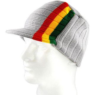 jamaican rasta style visor beanie kufi hat cap gray