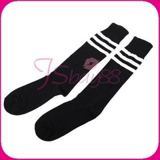   Stripe on Black Tube Socks for Soccer Football Basketball Training