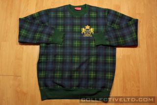 Supreme Plaid Crest Crewneck Sweater hundreds huf GREEN Large L