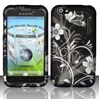 White Flowers Hard Cover Case For Alcatel One Touch OT 995 Ultra OT995 