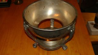 Decorative Silver Colored Metal Chafing Dish Floral Theme 7 1/2 Tall
