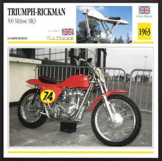 1963 triumph rickma n 500 metisse mk3 motorcycle card from