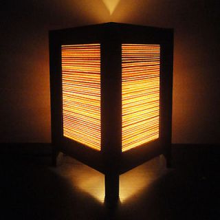   Oriental Orange Bamboo Zen Art Bedside Table Lamp Wood Shades Lights
