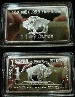 25 1 Troy Oz Bars .999 Silver Clad Bullion  U.S. AMERICAN BUFFALO SALE 