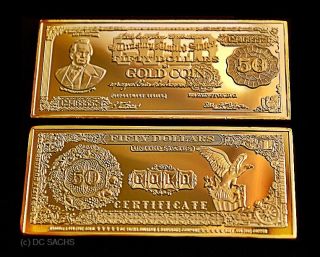 TROY OZ 1884 SERIES 50 WRIGHT .999 PURE 24K GOLD LAYERED BULLION 