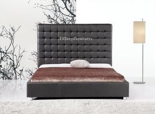 4005 gorgeous modern queen size black pu leather bed time