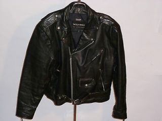   LEATHER BLACK MOTORCYCLE JACKET CLASSIC STYLE THINSULATE BELT L