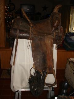 Antique Territorial Saddle F A Meanea? Wood Tree/Horsehair Cinch/Sinew 