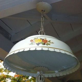 Vintage Hanging Toleware Metal Floral Design Kitchen Light Fixture