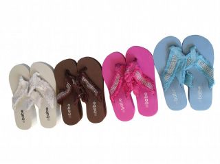 Womens Babe Studded Strap Platform Flip Flops Thong Sandals EVA Soles 