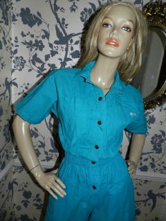 vintage 80s emerald green utility studded shorts playsuit s from