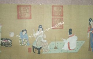 antique chinese paper scroll painting portrait from china time left