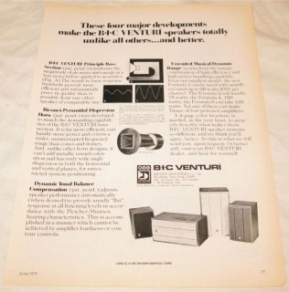vintage bic venturi formula 1 2 4 6 speakers print ad  9 95 