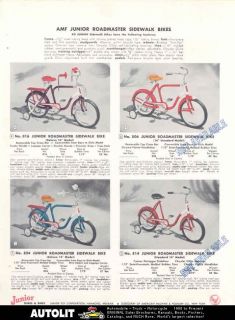 1954 amf junior roadmaster sidewalk bicycle brochure 