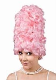 curly big pink 42cms beehive costume wig 60s frenchy from