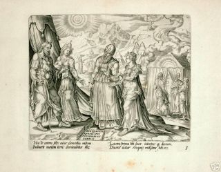 RELIGIOUS ANTIQUE PRINT MOSES BE​ATI MITES Visscher​ 1674