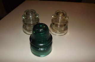 HEMINGRAY 45 VINTAGE CLEAR/TWO TONE GLASS INSULATORS &1 TEAL 