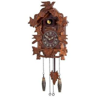 Kassel Wall Cuckoo Clock Battery Operated Wood Accents Leaves J76B