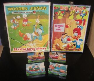Vintage 1970s   x 5 Walt Disney & Woody Woodpecker Jigsaws Puzzles