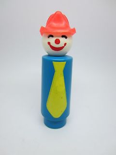 RARE VINTAGE COLLECTIBLE FISHER PRICE TALL BLUE FIREMAN / CLOWN 
