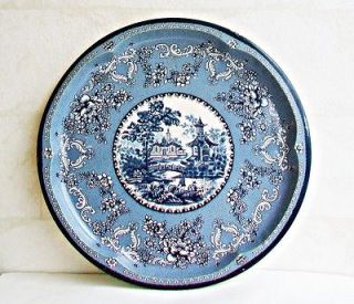 Vintage DAHER Decorated Ware ROUND 12 TRAY Tin TOLE Willow Design 