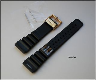 NEW 24mm BLACK RUBBER DIVER WATCH BAND FIT CITIZEN AQUALAND WITH GOLD 