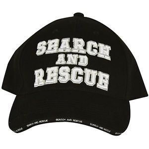 BLACK SEARCH AND RESCUE EMBROIDERED BALL SUN CAP   Adjustable Back