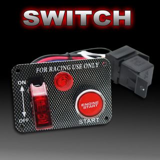 Racing Car 12V Ignition Switch Panel Engine Start Push Button Red LED 