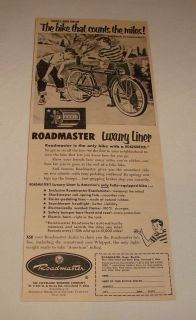 1953 amf roadmaster bicycle ad luxury liner count miles time