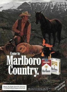 Newly listed 1983 Marlboro Cigarettes Cowboy Bedroll Campfire Ad