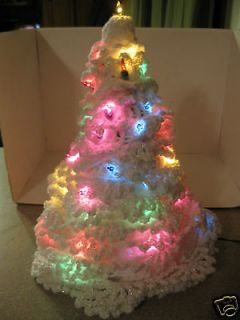 Lighted White Crocheted Christmas Tree 13 High Gorgeous