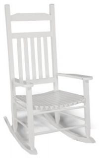 Knollwood KN 28W White Wood Mission Style Front Porch Rocker / Rocking 