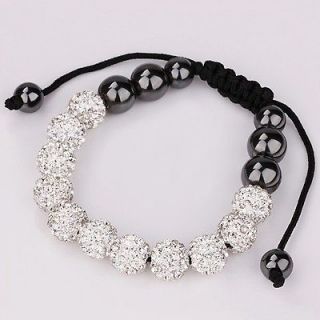 Wholesale 10MM White Czech Crystal shamballa friendship bracelets+gift 