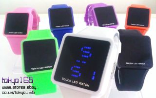   Square Rubber Jelly Touch Screen Blue Flash LED Digital Watch NEW