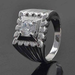 cool 9k white gold filled cz mens ring size 10